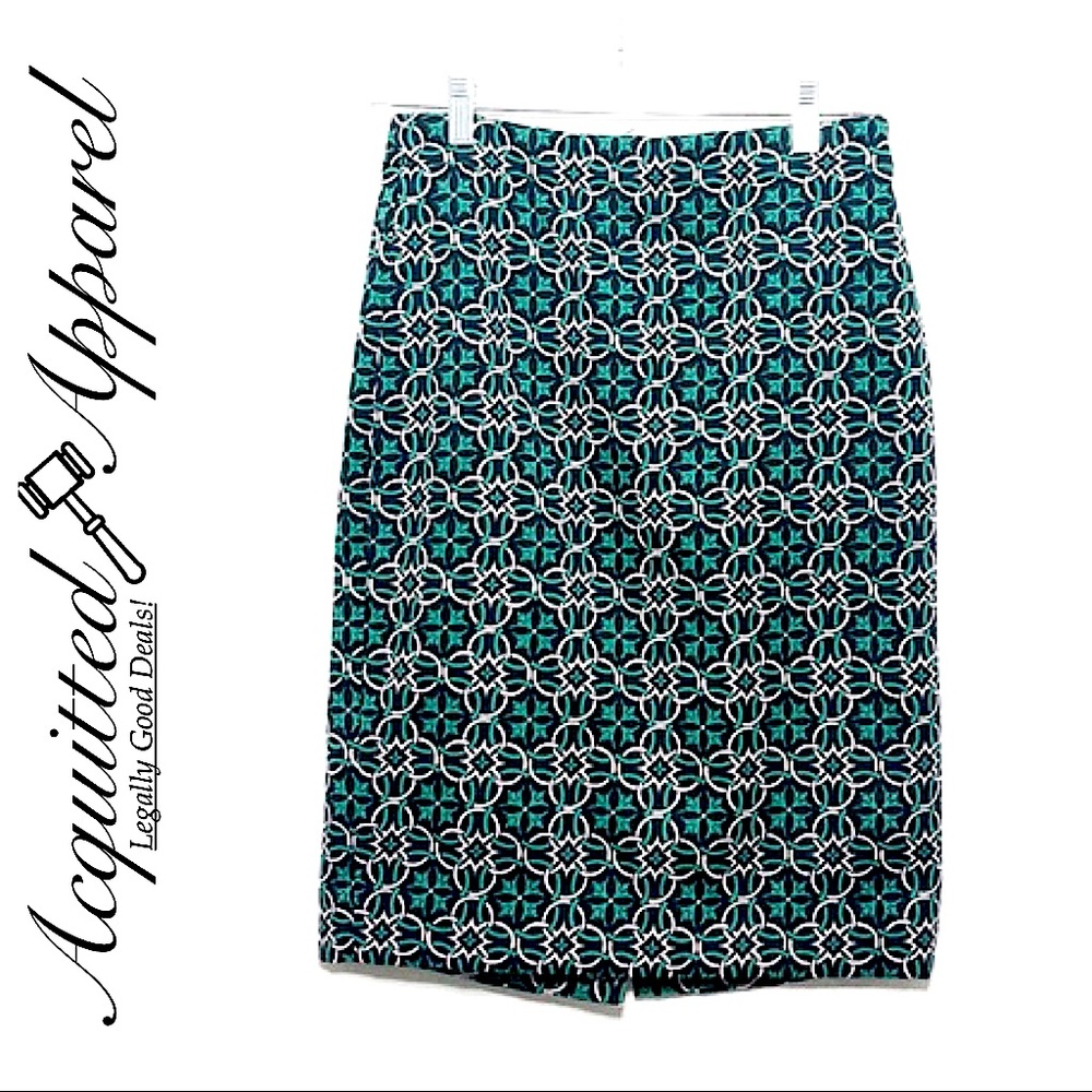 J. Crew Black Label Pencil Skirt Lattice Medallion